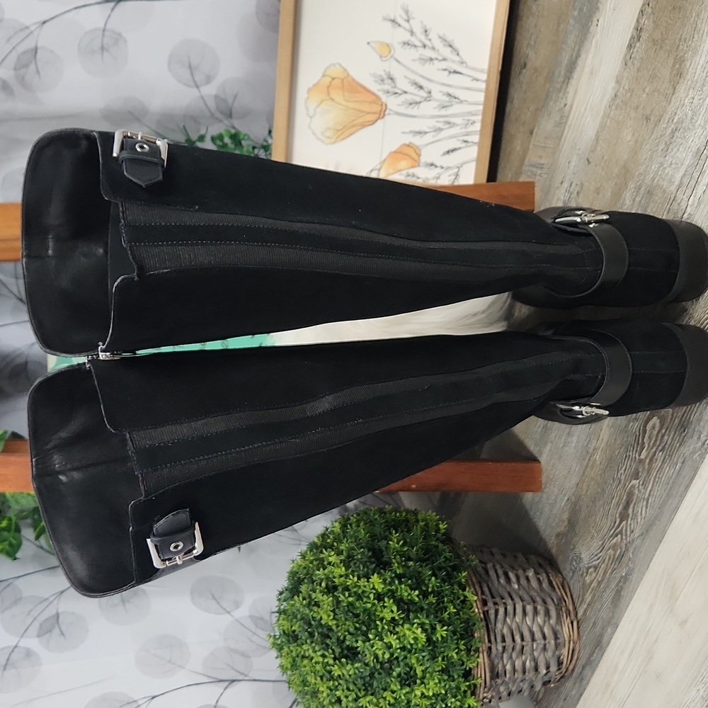 Marc Fisher Leather & Suede Mixed Media Riding Boots - 10 - Picture 7 of 16